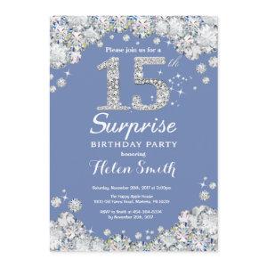 Surprise 15th Birthday Navy Silver Diamond