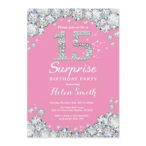 Surprise 15th Birthday Pink and Silver Diamond