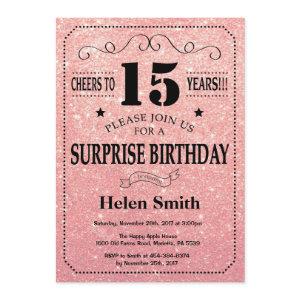 Surprise 15th Birthday Pink Rose Gold Glitter