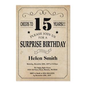 Surprise 15th Birthday Rustic Vintage Retro