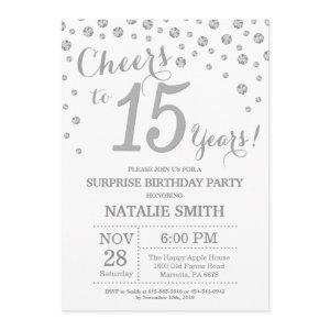Surprise 15th Birthday Silver Glitter Diamond