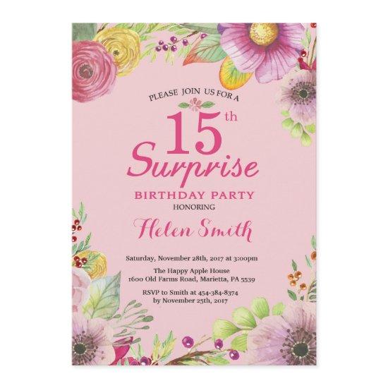Surprise Floral 15th Birthday  for Women