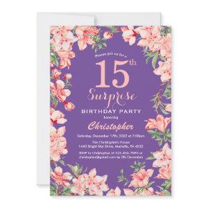 Surprise Floral 15th Birthday Pink Flowers Purple