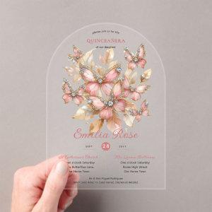 Sweet15 Butterflies QUINCEANERA Blush Pink Diamond Acrylic