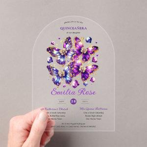 Sweet15 Butterflies QUINCEANERA Purple Blue Gold Acrylic