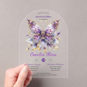 Sweet15 Butterflies QUINCEANERA Purple Blue Gold Acrylic