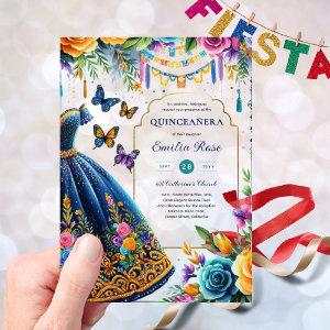 Sweet15 Mis Quince Fiesta Butterflies Blue Green Acrylic