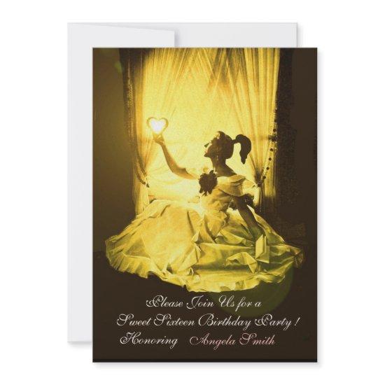 SWEET16 BIRTHDAY PARTY YELLOW BLACK DAMASK Gold