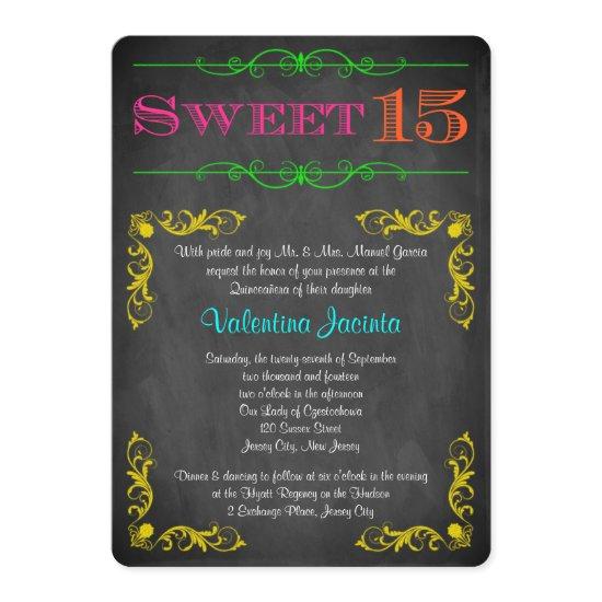 Sweet 15 Birthday  | Neon Chalkboard