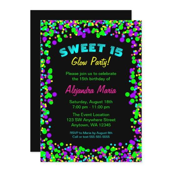 Sweet 15 Neon Glow Confetti Party