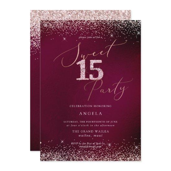 Sweet 15 Pink Diamond Glitters Burgundy