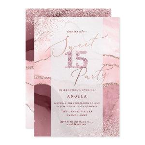 Sweet 15 Pink Diamond Glitters Watercolor Agate