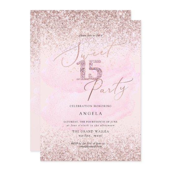 Sweet 15 Pink Diamond Glitters Watercolor