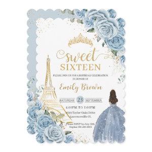 Sweet 16 Birthday Baby Blue Floral Paris Gold