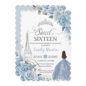 Sweet 16 Birthday Baby Blue Floral Paris Silver