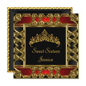 Sweet 16 Birthday Black Red Gold Tiara