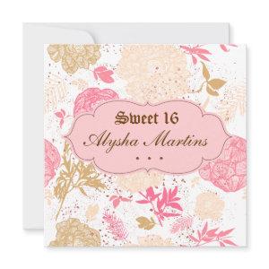 Sweet 16 Birthday Cottagecore Floral Pink White