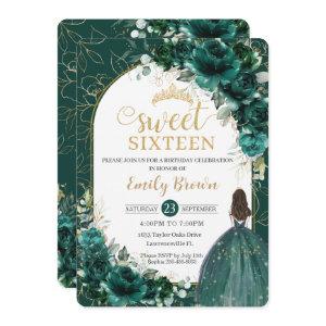 Sweet 16 Birthday Emerald Green Floral Princess
