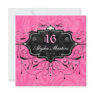 Sweet 16 Birthday Jewel Chandelier Frame PInk