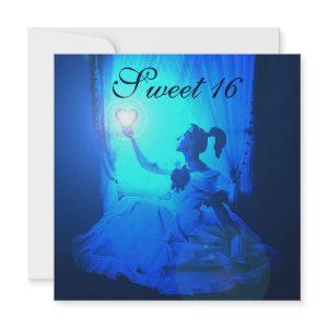 SWEET 16 BIRTHDAY PARTY, BLUE  BLACK WHITE DAMASK