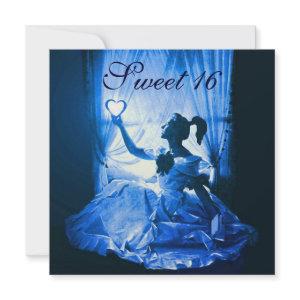SWEET 16 BIRTHDAY PARTY, BLUE  BLACK WHITE DAMASK