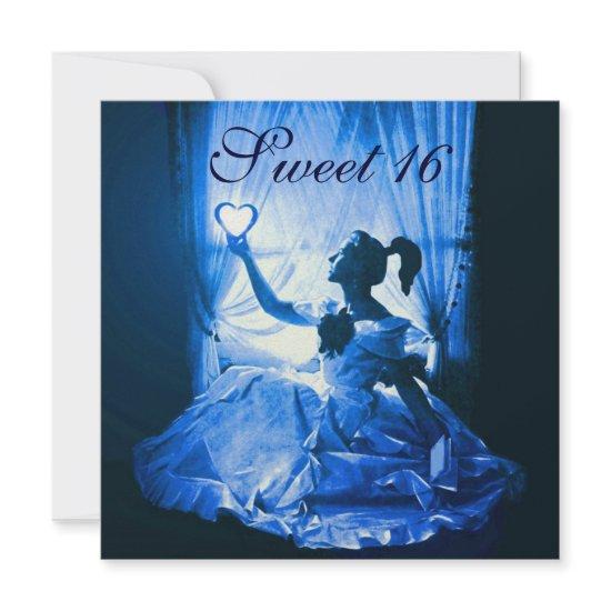 SWEET 16 BIRTHDAY PARTY, BLUE  BLACK WHITE DAMASK