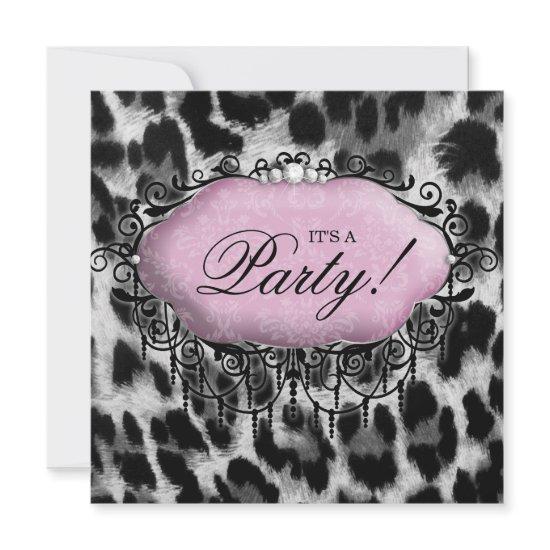 Sweet 16 Birthday Party Cute Leopard Pink Wild