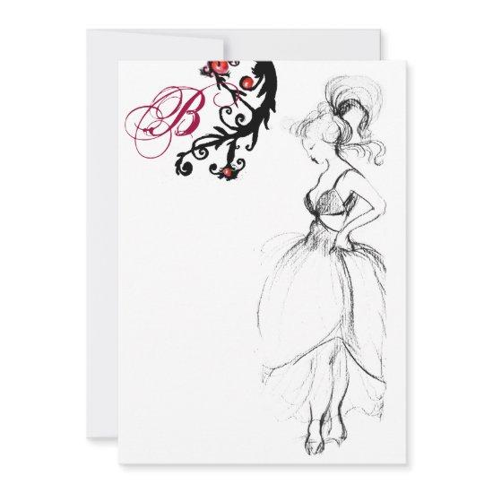 SWEET 16 BIRTHDAY PARTY MONOGRAM Red Black Swirls
