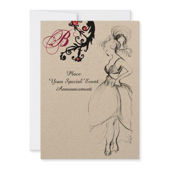 SWEET 16 BIRTHDAY PARTY MONOGRAM Red Black Swirls