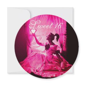 SWEET 16 BIRTHDAY PARTY,PINK FUCHSIA BLACK DAMASK