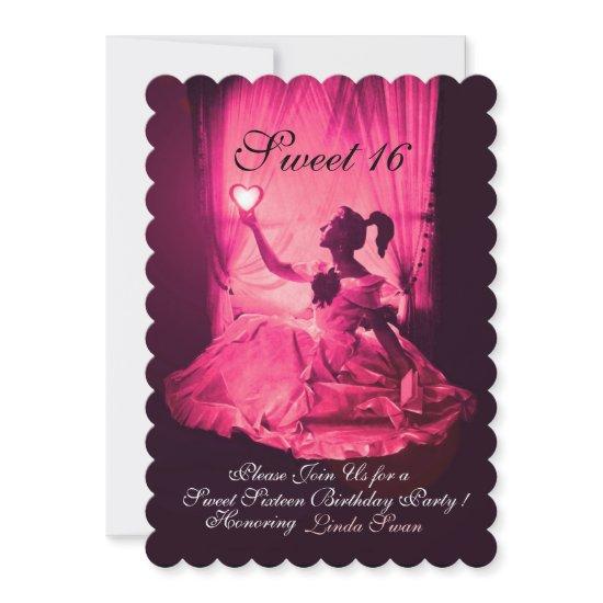SWEET 16 BIRTHDAY PARTY,PINK FUCHSIA BLACK DAMASK