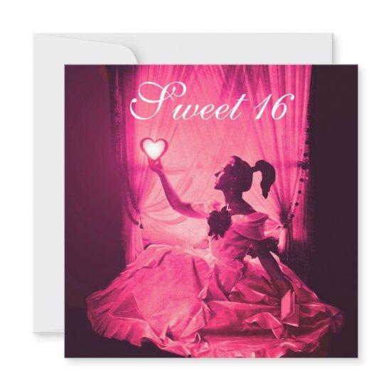 SWEET 16 BIRTHDAY PARTY,PINK FUCHSIA BLACK DAMASK