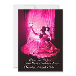 SWEET 16 BIRTHDAY PARTY,PINK FUCHSIA BLACK DAMASK