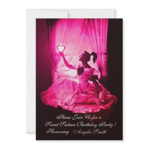 SWEET 16 BIRTHDAY PARTY,PINK FUCHSIA BLACK DAMASK