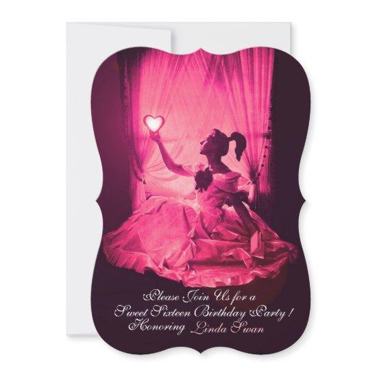 SWEET 16 BIRTHDAY PARTY,PINK FUCHSIA BLACK DAMASK