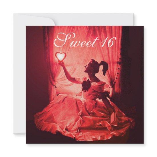 SWEET 16 BIRTHDAY PARTY,RED BLACK WHITE DAMASK