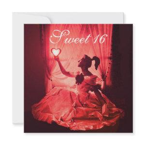 SWEET 16 BIRTHDAY PARTY,RED BLACK WHITE DAMASK