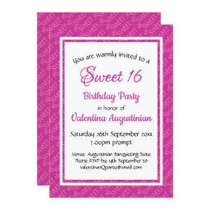 SWEET 16 Birthday Personalized PINK