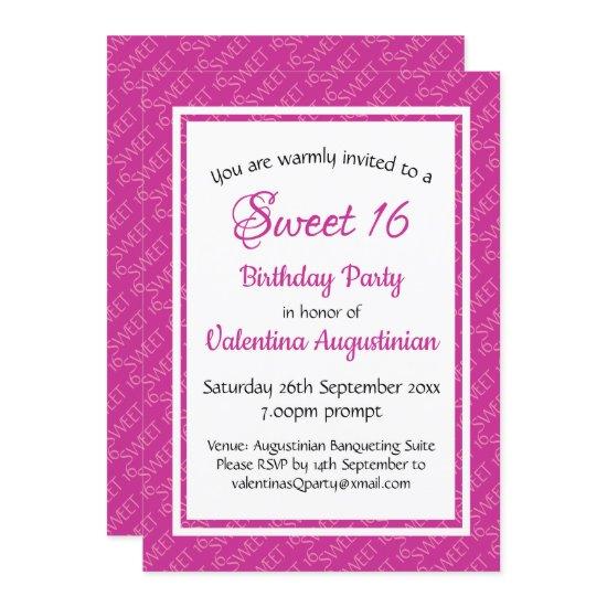 SWEET 16 Birthday Personalized PINK