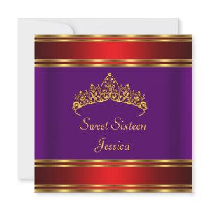 Sweet 16 Birthday purple Red Gold  Tiara