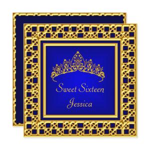 Sweet 16 Birthday  Royal Blue Gold Silver Tiara