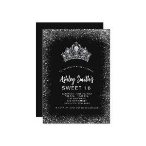 Sweet 16 Black Silver Glitter Diamond Tiara