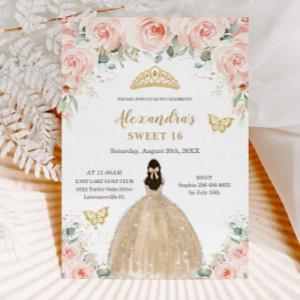 Sweet 16 Blush Floral Champagne Dress Princess