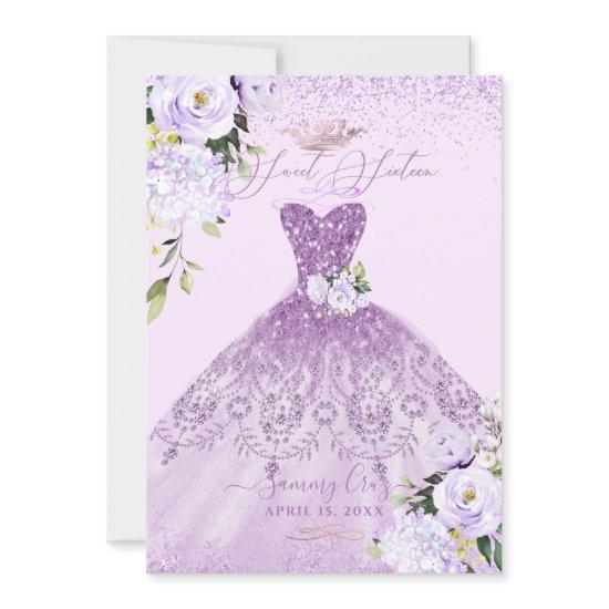 Sweet 16 Dusty Lilac Purple Silver Glitter Gown