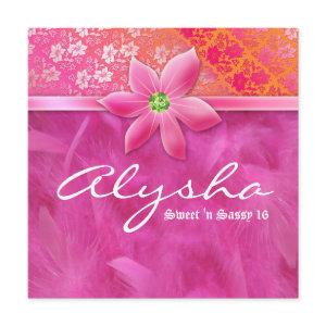Sweet 16 Feather Boa Lace Floral Pink