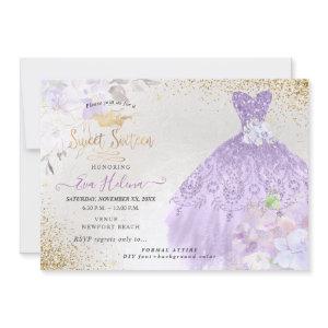 Sweet 16 Glitters Gown Dusty Purple Lilac Gold