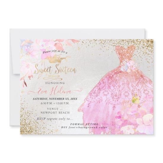 Sweet 16 Glitters Gown Ombre Pink Gold