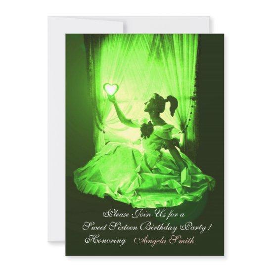 SWEET 16  PARTY,EMERALD GREEN BLACK DAMASK