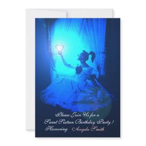 SWEET 16  PARTY,SAPPHIRE BLUE ,BLACK DAMASK
