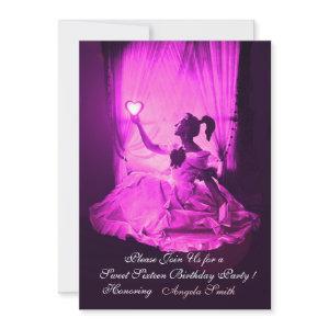 SWEET 16  PARTY,VIOLET FUCHSIA  BLACK DAMASK